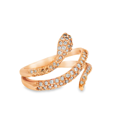 0.63CT Diamond Snake Ring 14K Rose Gold