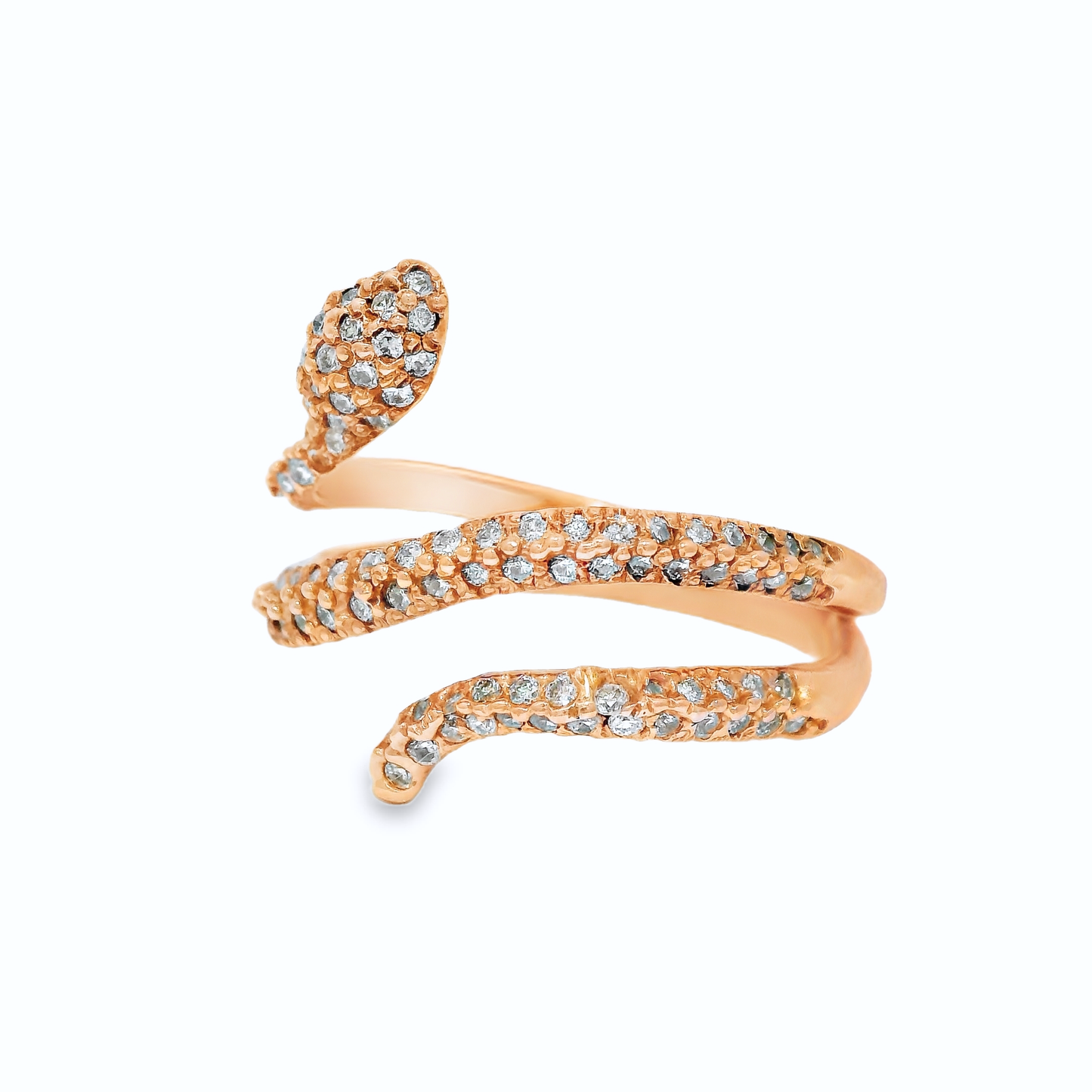 0.63CT Diamond Snake Ring 14K Rose Gold