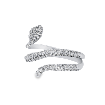 0.63CT Diamond Snake Ring 14K White Gold