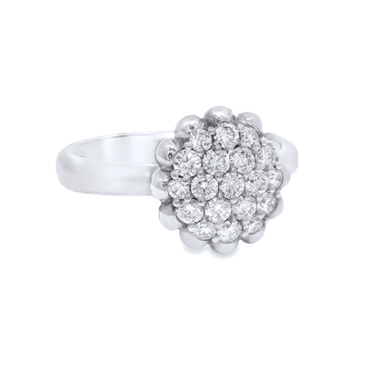 0.51CT Diamond Flower Ring 18K White Gold