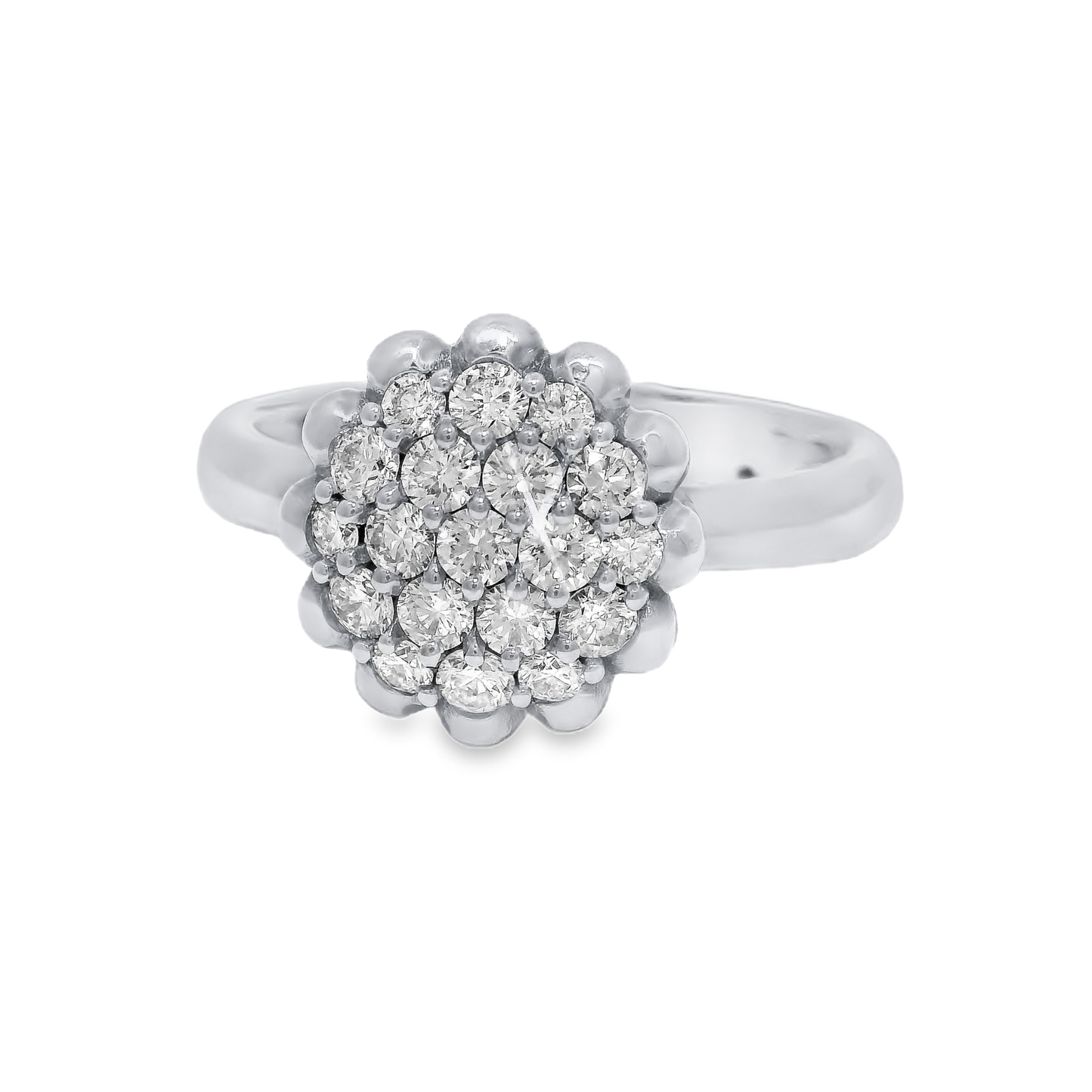0.51CT Diamond Flower Ring 18K White Gold