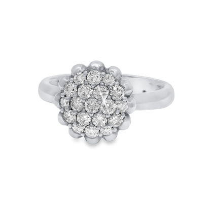 0.51CT Diamond Flower Ring 18K White Gold