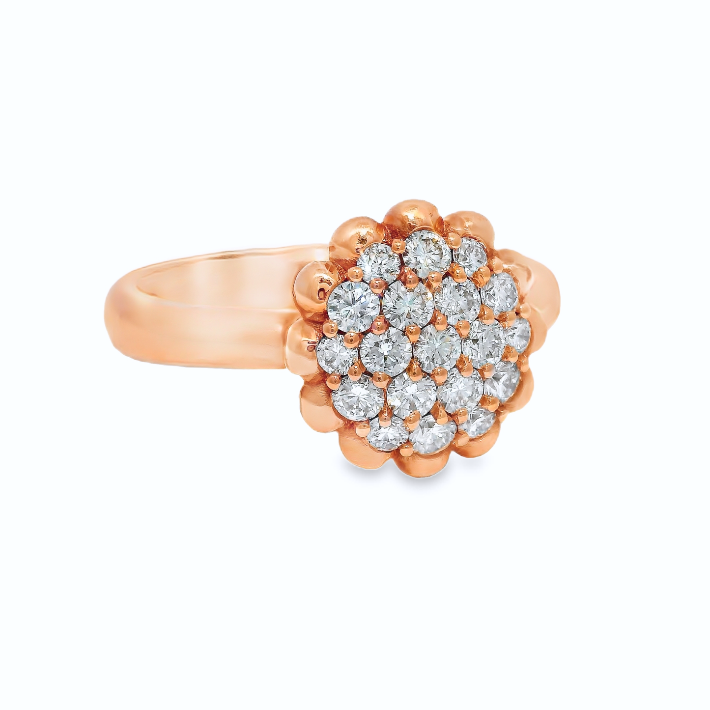 0.51CT Diamond Flower Ring 18K Rose Gold