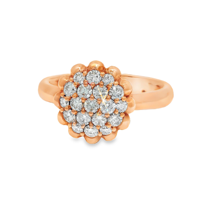 0.51CT Diamond Flower Ring 18K Rose Gold