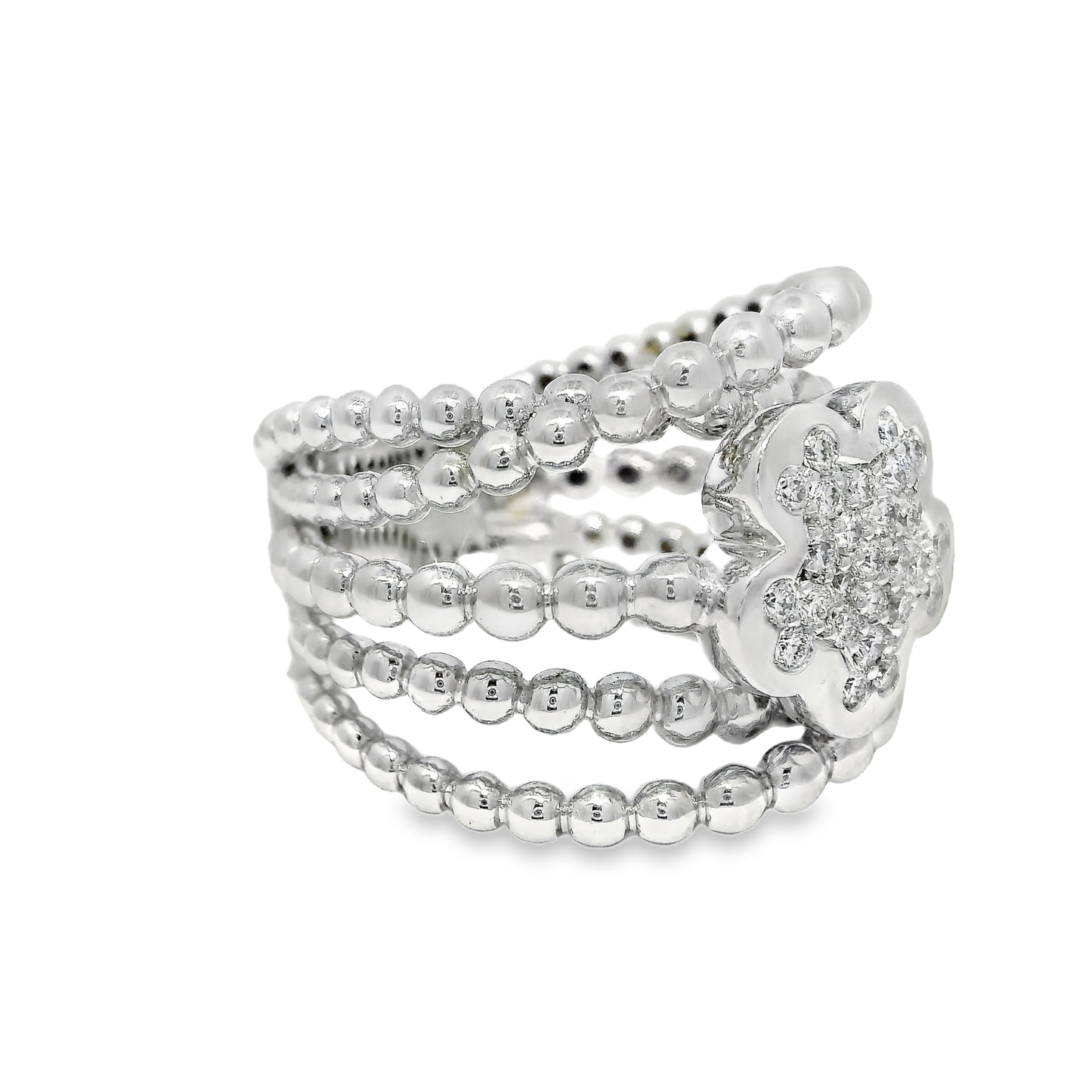 0.33CT Diamond Flower Ring 14K Gold