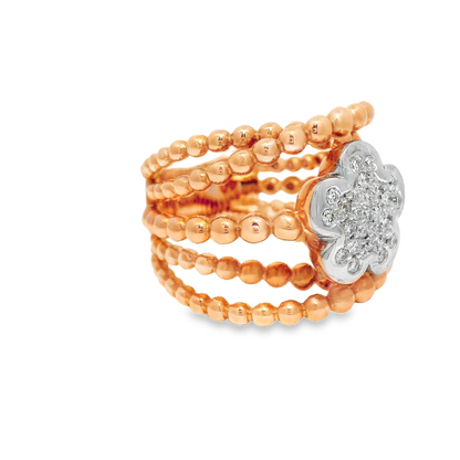 0.33CT Diamond Flower Ring 14K Gold