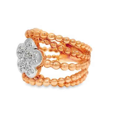 0.33CT Diamond Flower Ring 14K Gold