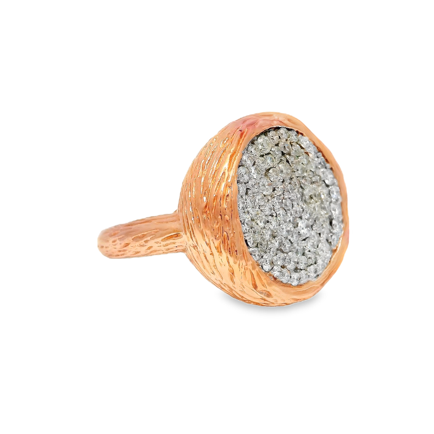 1.04CT Diamond Bark Ring 14K Rose Gold