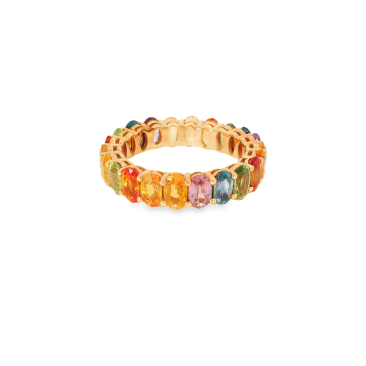 7.03CT Multi Sapphire Gemstone Ring 18K Rose Gold