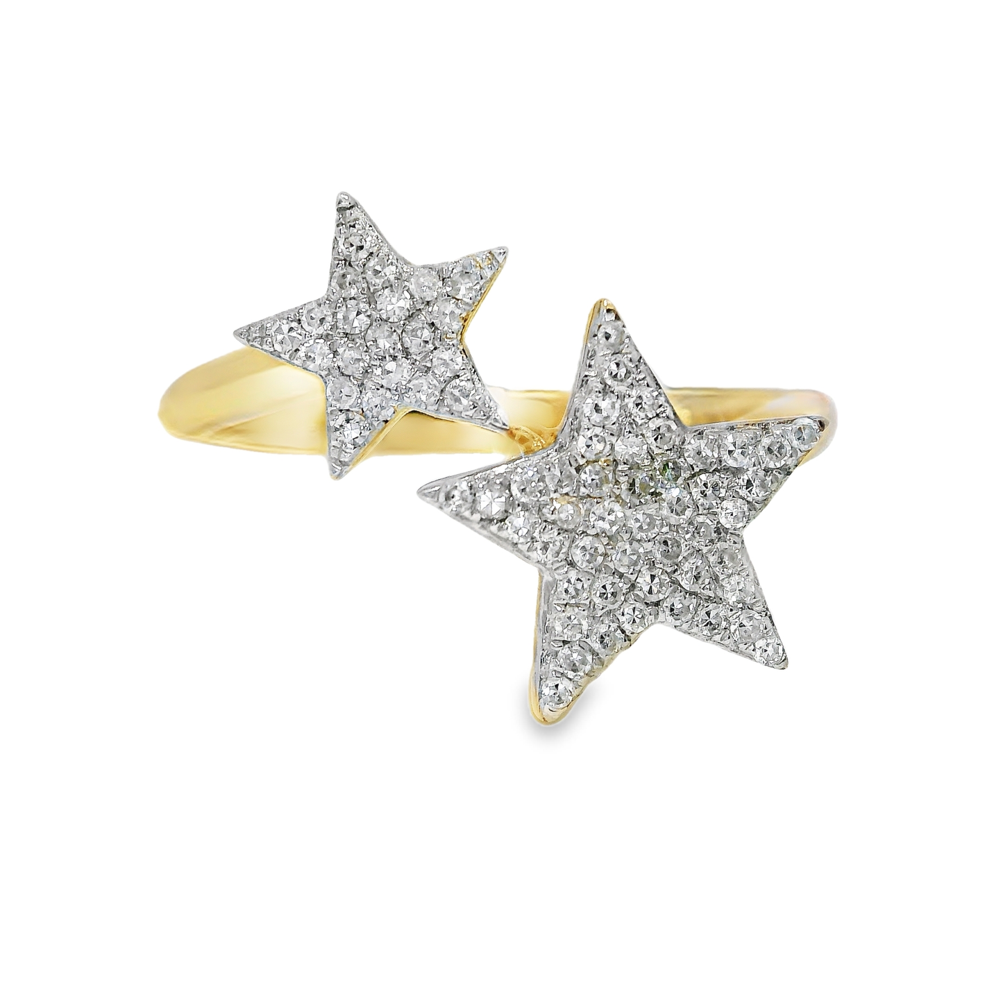0.22CT Diamond Star Ring 14K Yellow Gold