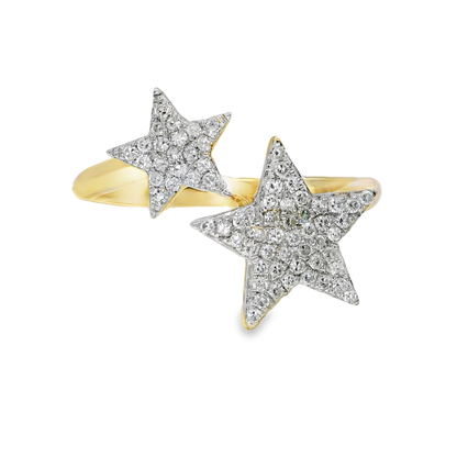 0.22CT Diamond Star Ring 14K Yellow Gold