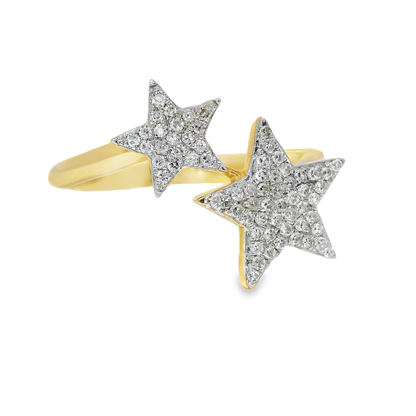 0.22CT Diamond Star Ring 14K Yellow Gold