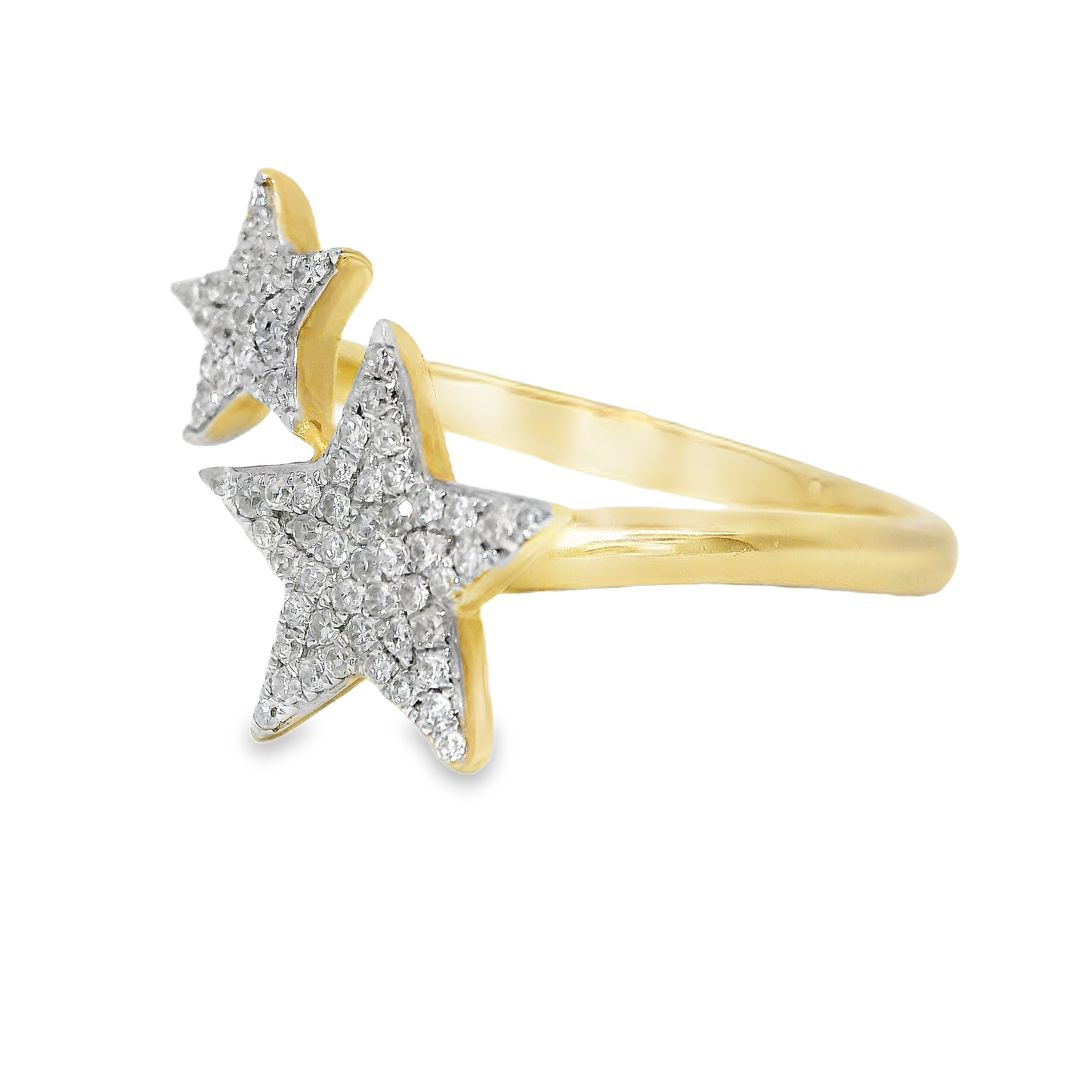 0.22CT Diamond Star Ring 14K Yellow Gold