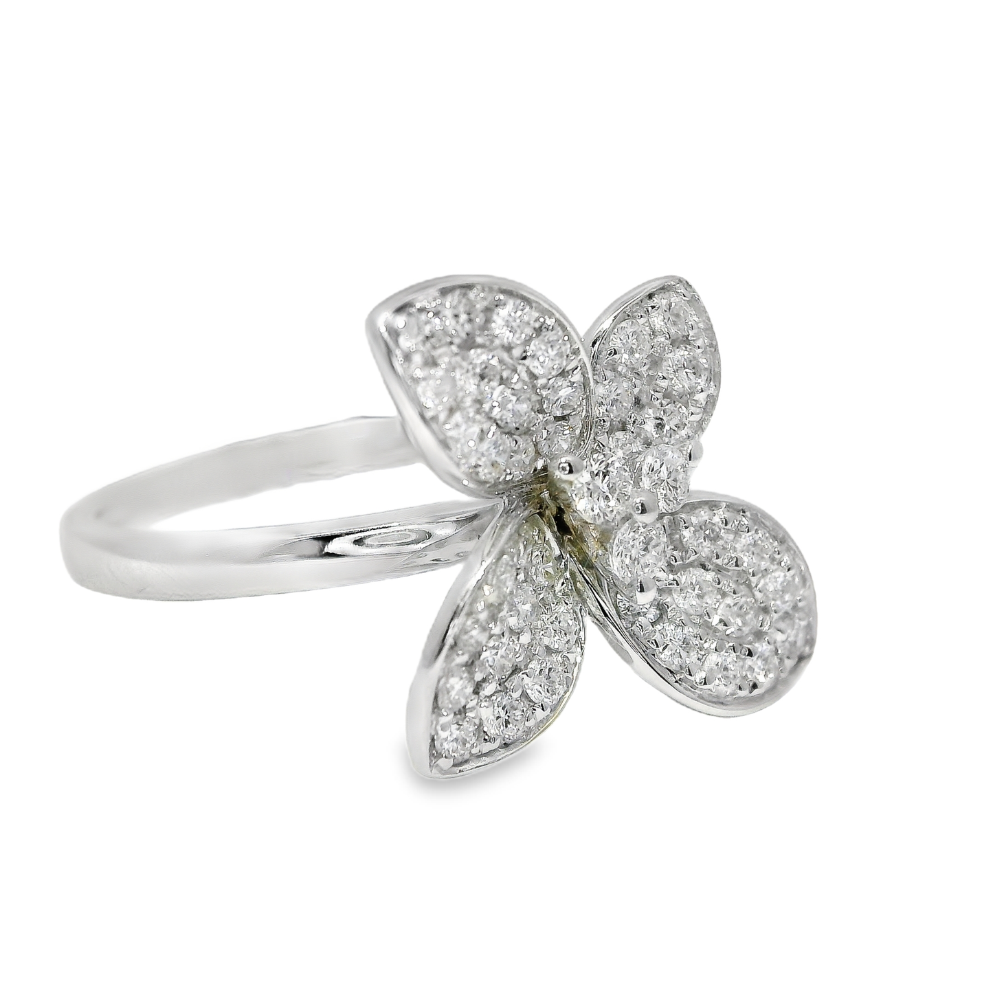 0.51CT Diamond Flower Ring 14K White Gold