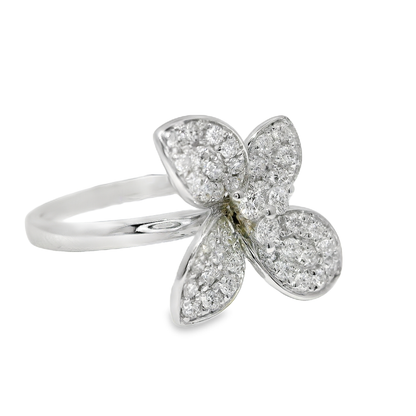 0.51CT Diamond Flower Ring 14K White Gold