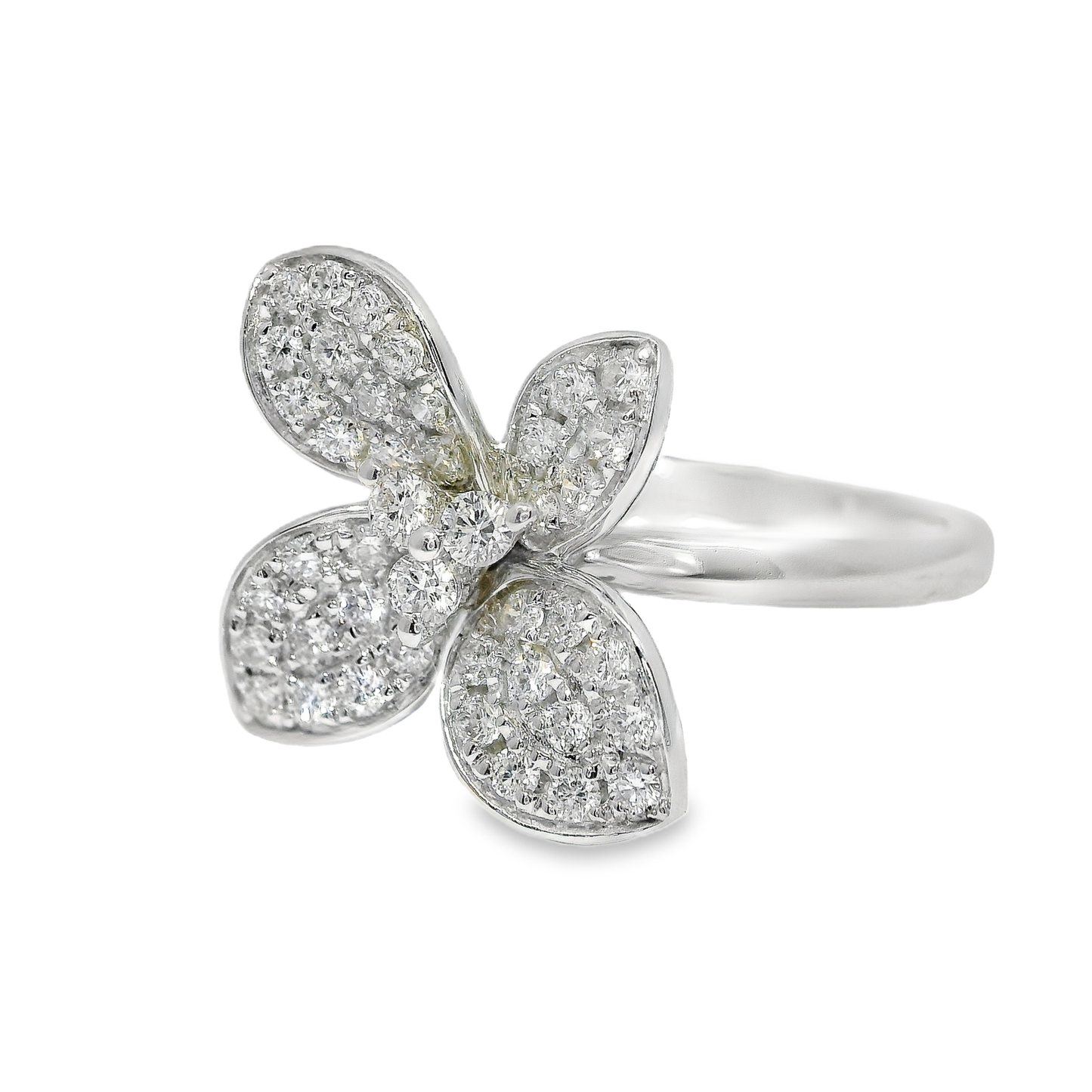 0.51CT Diamond Flower Ring 14K White Gold