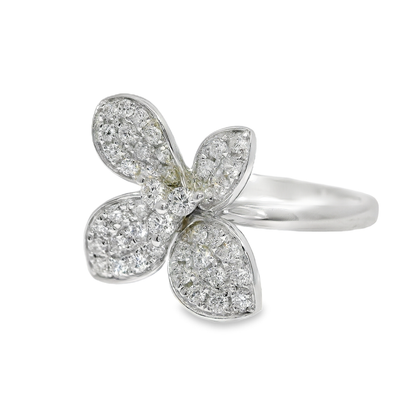 0.51CT Diamond Flower Ring 14K White Gold