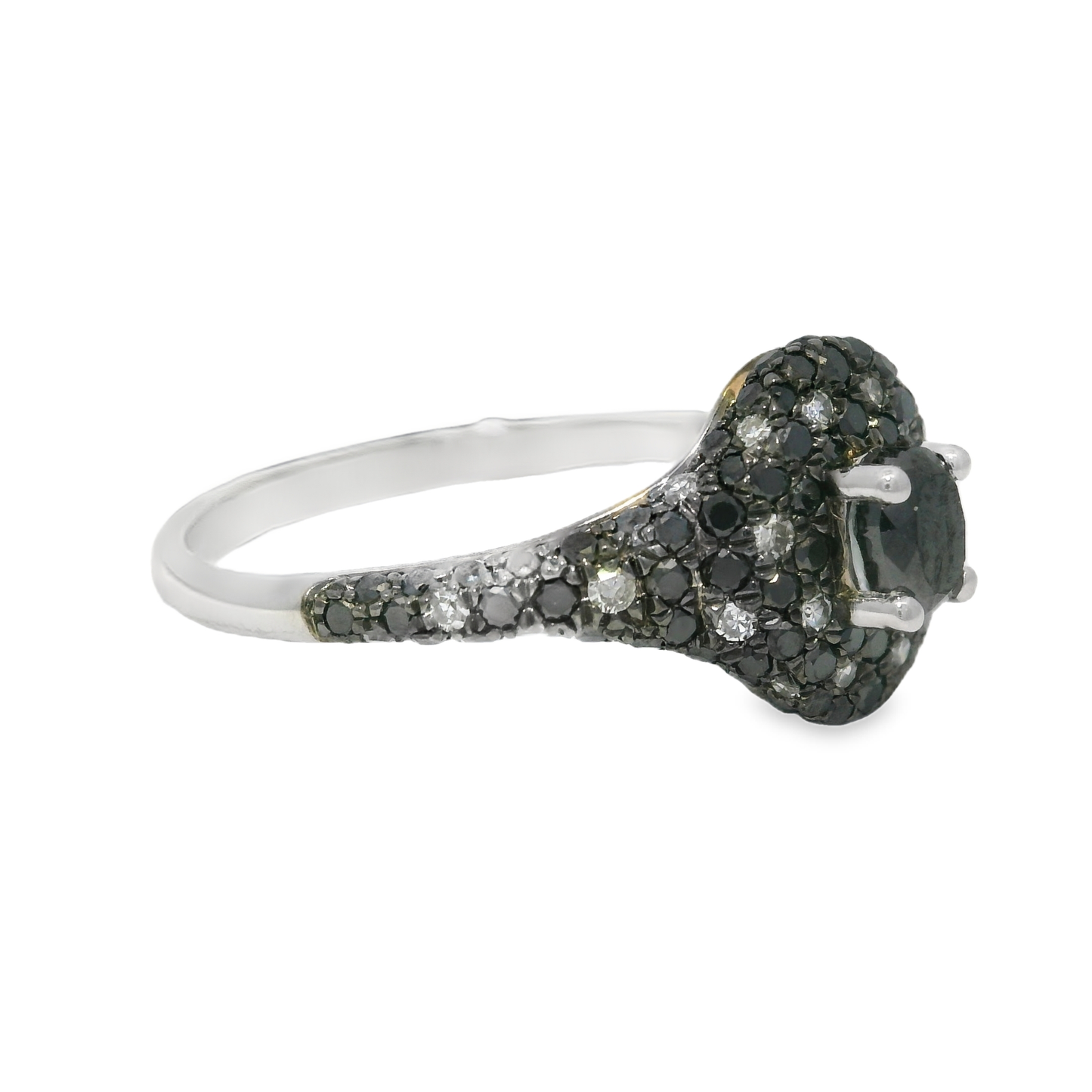 0.11CT Diamond and 0.74CT Black Diamond Ring 14k White Gold