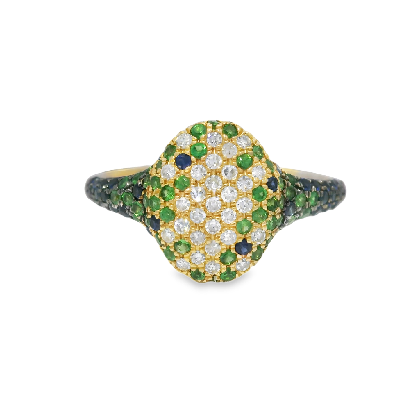 0.15CT Diamond and 0.64CT Green Garnet Sapphire Ring 14kYellow Gold