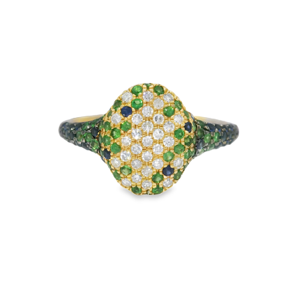 0.15CT Diamond and 0.64CT Green Garnet Sapphire Ring 14kYellow Gold