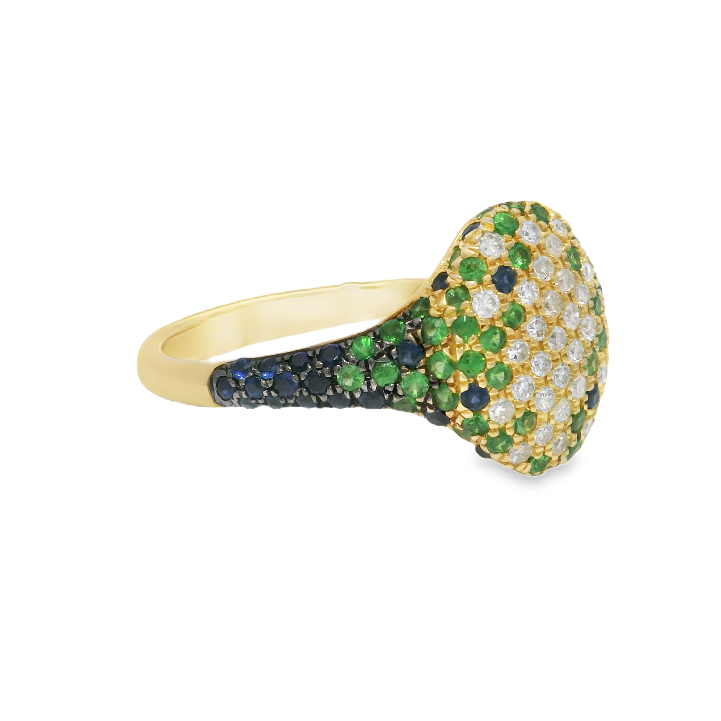 0.15CT Diamond and 0.64CT Green Garnet Sapphire Ring 14kYellow Gold