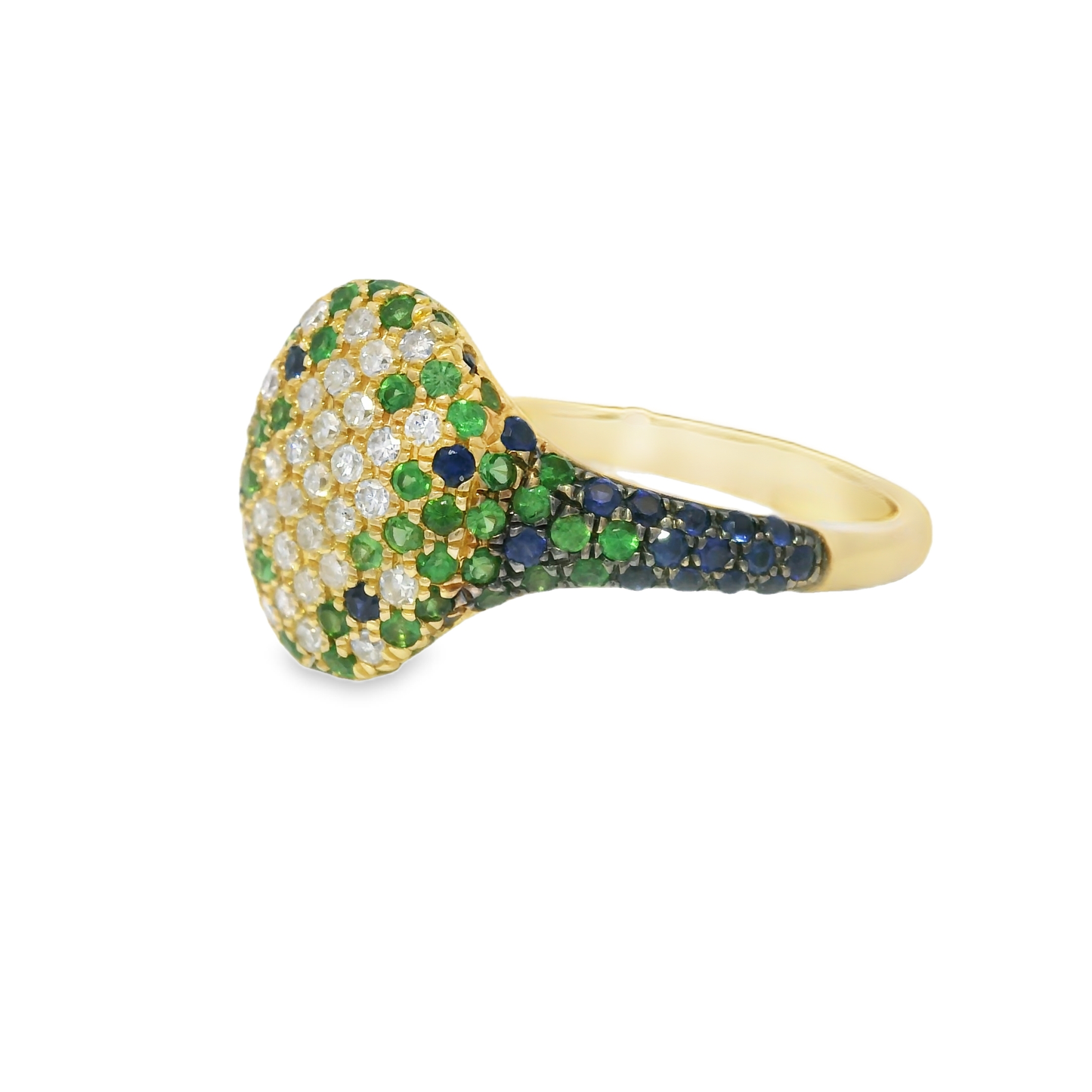 0.15CT Diamond and 0.64CT Green Garnet Sapphire Ring 14kYellow Gold