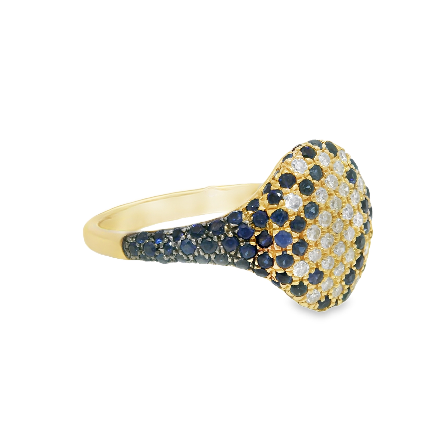 0.15CT Diamond and 0.67CT Blue Sapphire Ring 14k Yellow Gold