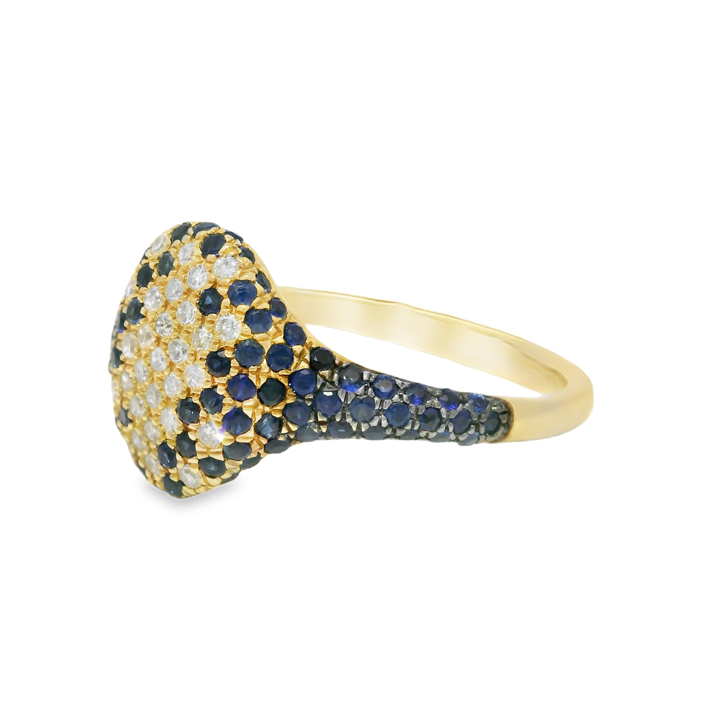 0.15CT Diamond and 0.67CT Blue Sapphire Ring 14k Yellow Gold