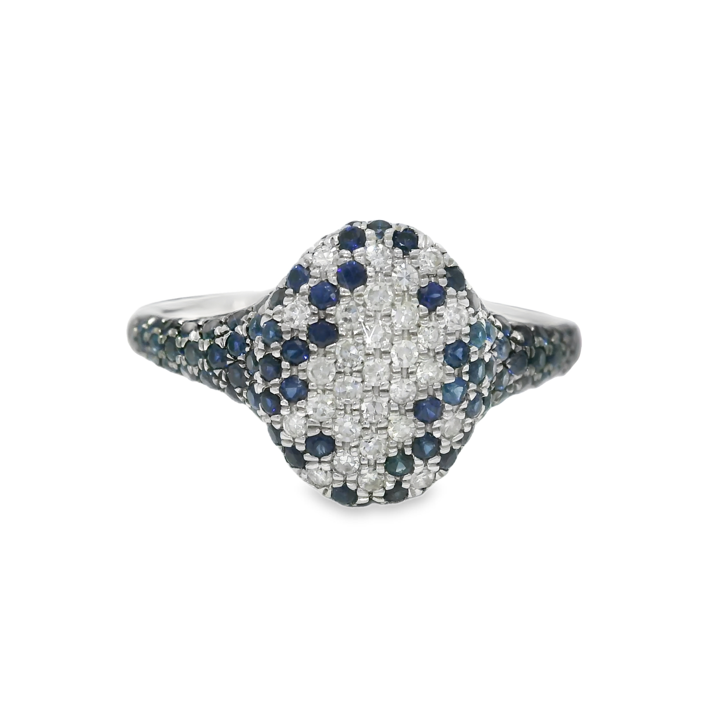 0.15CT Diamond and 0.67CT Blue Sapphire Ring 14k White Gold