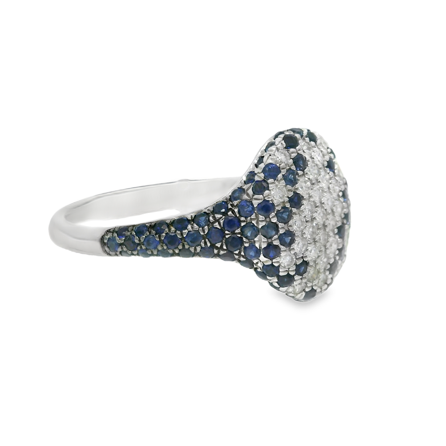 0.15CT Diamond and 0.67CT Blue Sapphire Ring 14k White Gold
