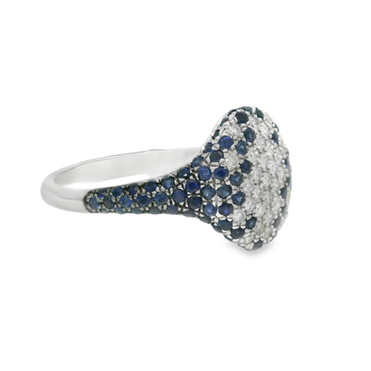 0.15CT Diamond and 0.67CT Blue Sapphire Ring 14k White Gold