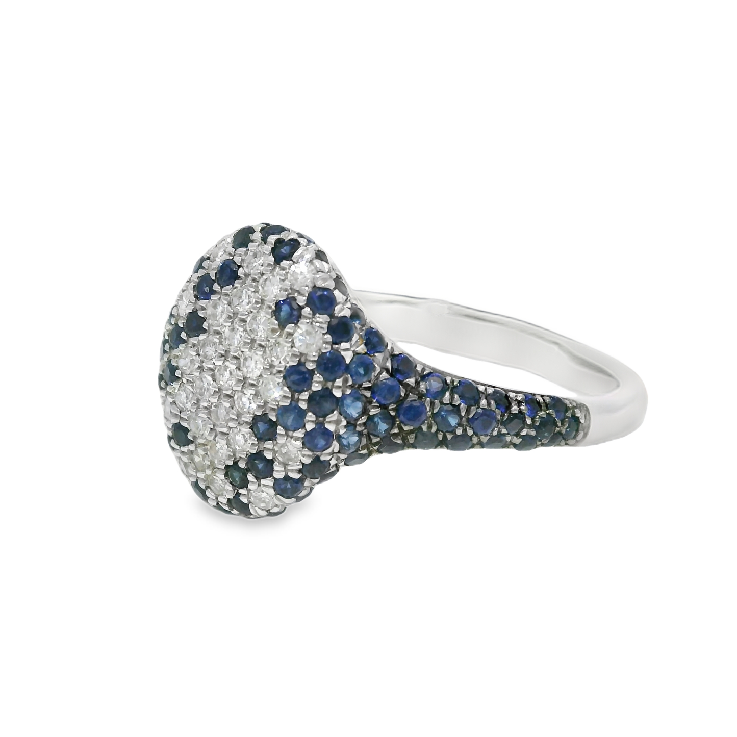 0.15CT Diamond and 0.67CT Blue Sapphire Ring 14k White Gold