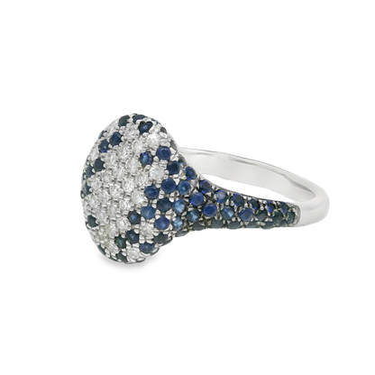 0.15CT Diamond and 0.67CT Blue Sapphire Ring 14k White Gold