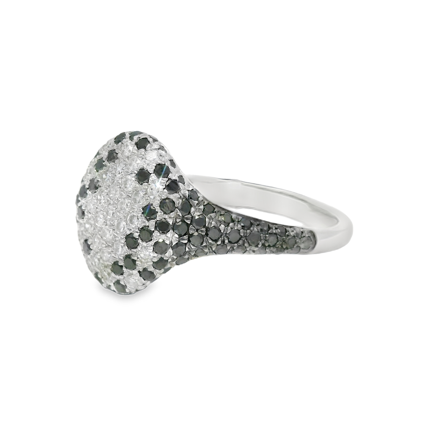 0.15CT Diamond & 0.53CT Black Diamond  Ring 14k White Gold