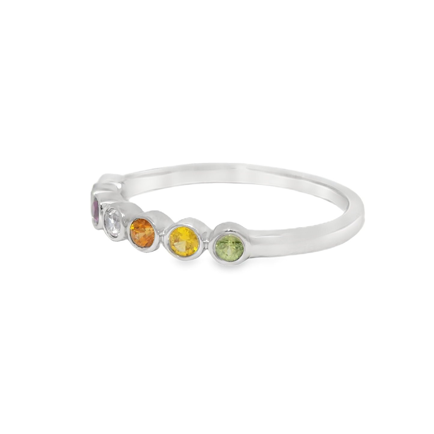 0.35CT Mixed Sapphire Ring 14K White Gold