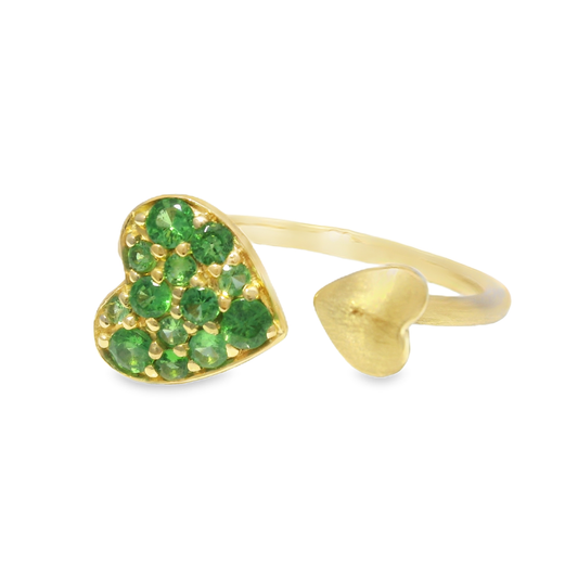0.33CT Green Garnet Sapphire Ring 14k Yellow Gold