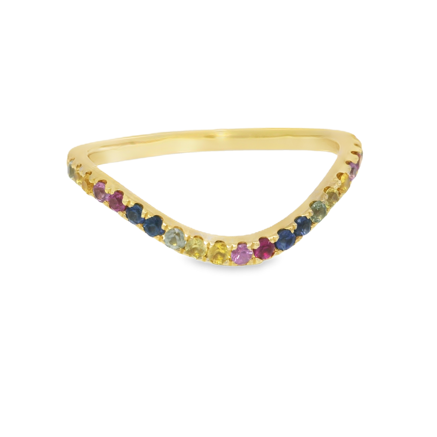 0.35CT Mixed Sapphire 14k Yellow Gold Ring