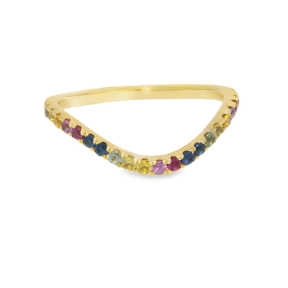 0.35CT Mixed Sapphire 14k Yellow Gold Ring