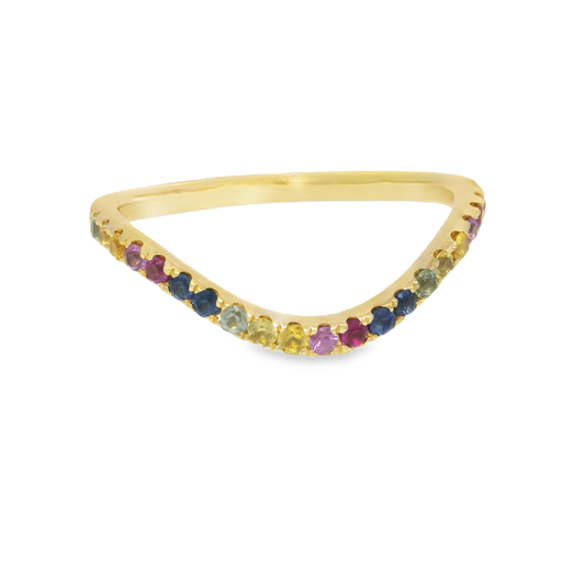 0.35CT Mixed Sapphire 14k Yellow Gold Ring