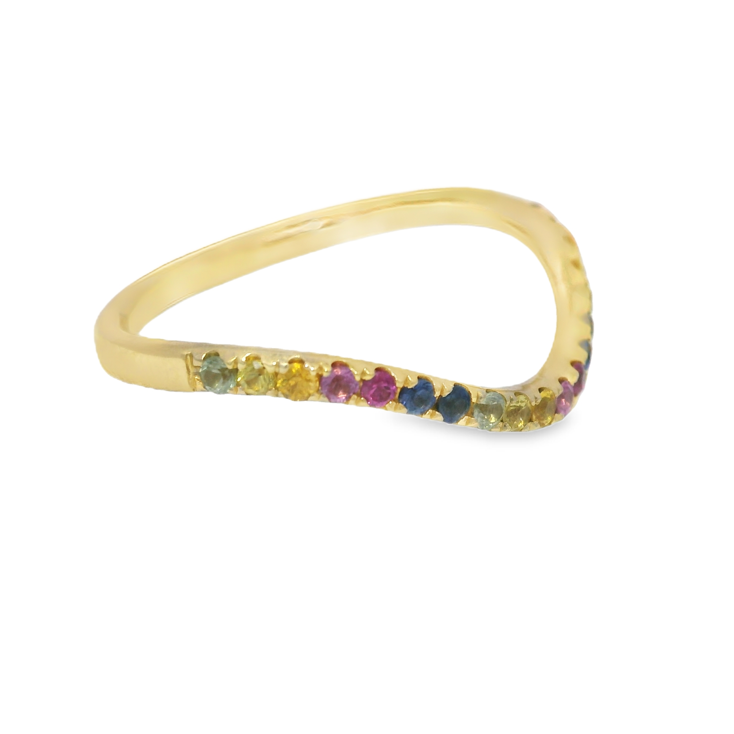 0.35CT Mixed Sapphire 14k Yellow Gold Ring