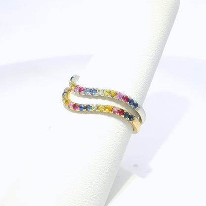 0.35CT Mixed Sapphire 14k Yellow Gold Ring