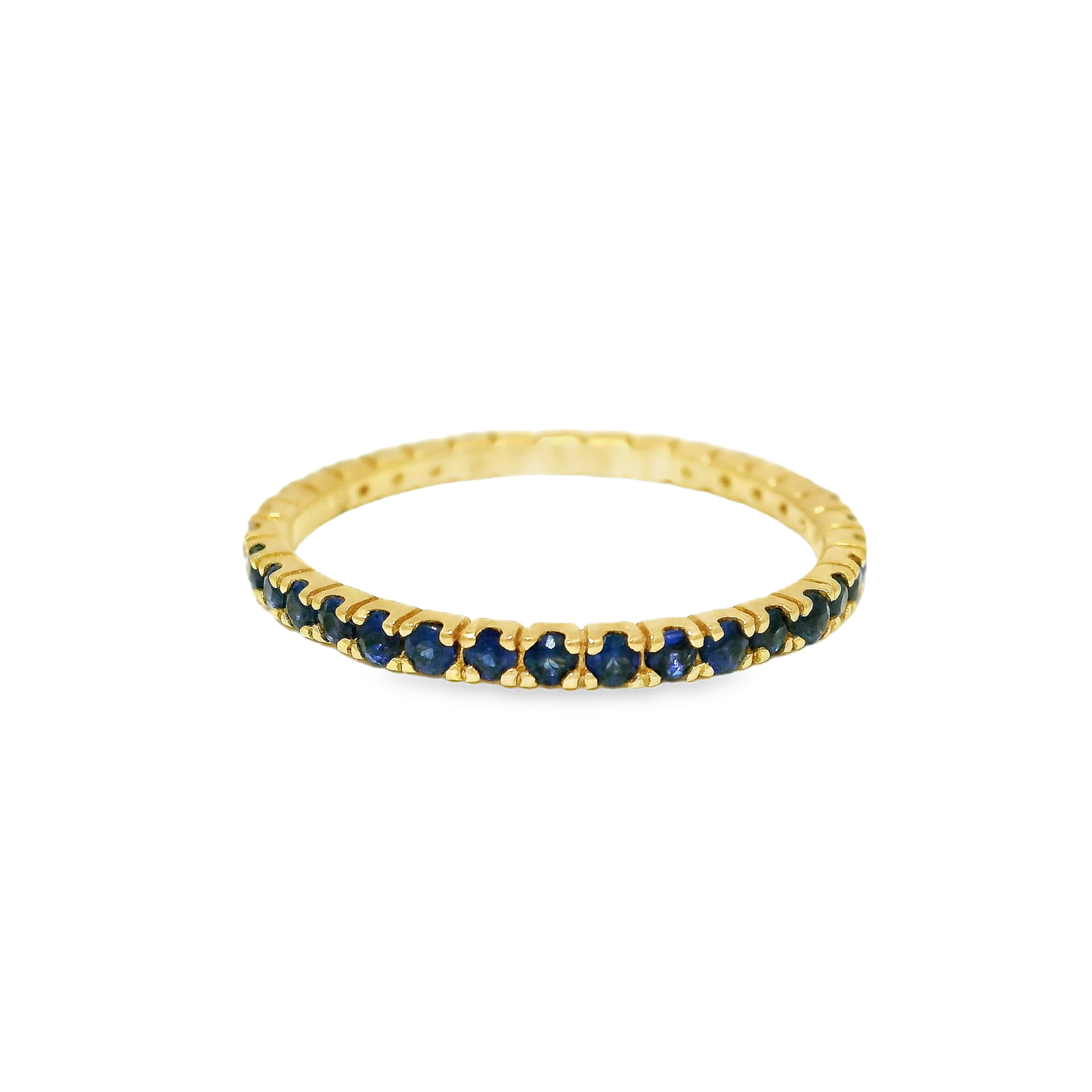 0.25CT Diamond & 0.29CT Blue Sapphire Ring 18k Yellow Gold