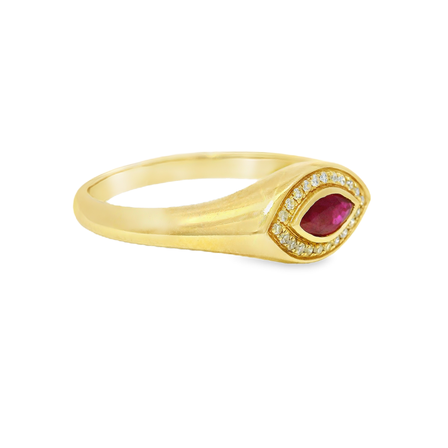 0.08CT Diamond & 0.25CT Ruby Ring 14k Yellow Gold