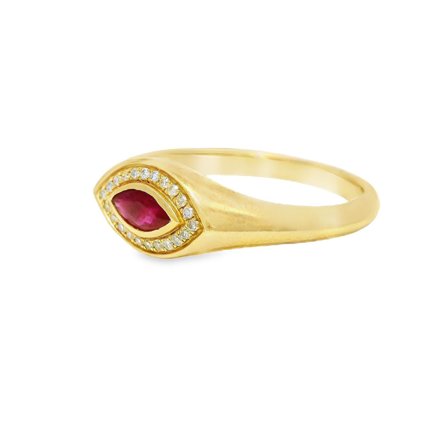 0.08CT Diamond & 0.25CT Ruby Ring 14k Yellow Gold