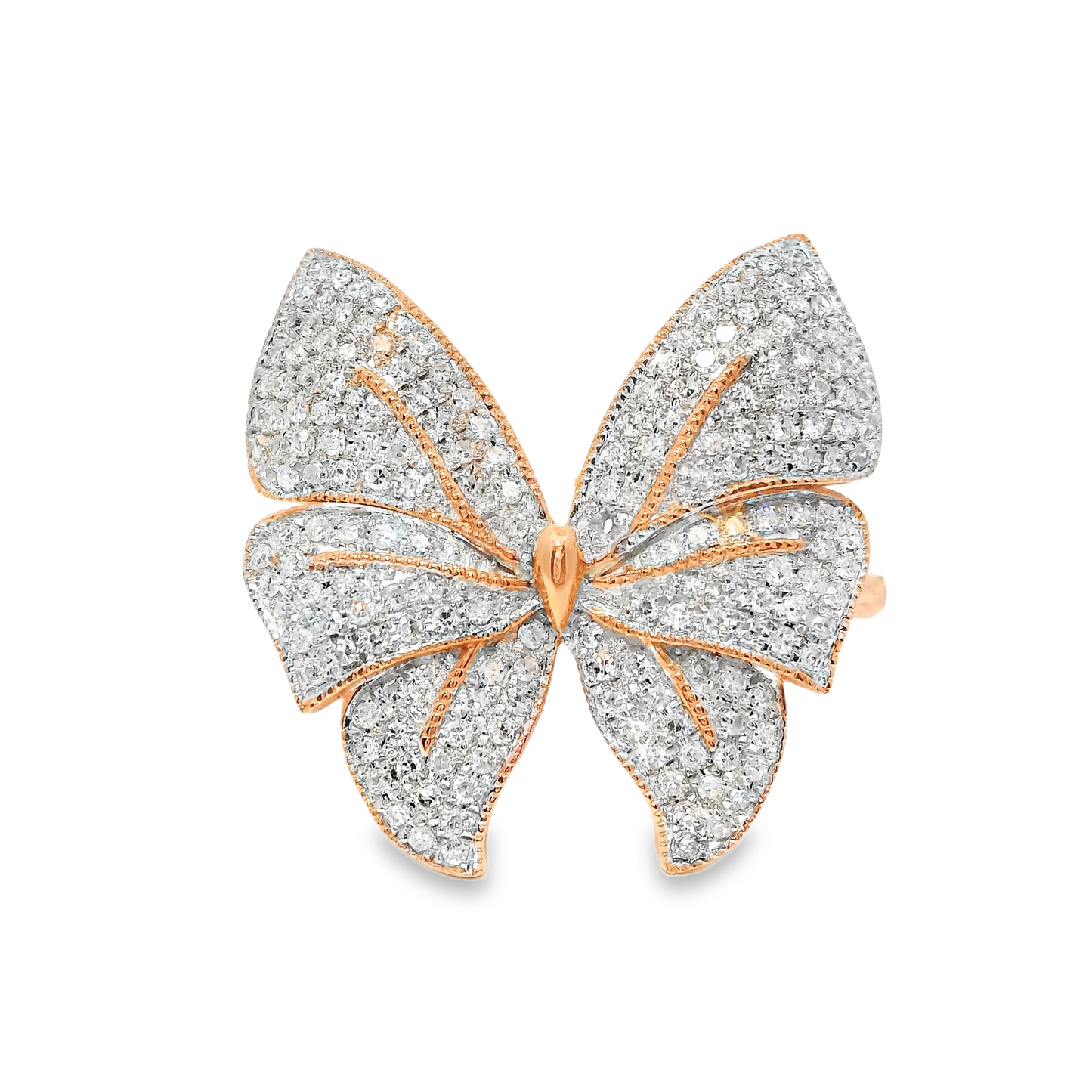 0.54CT Butterfly Diamond Ring 14K Rose Gold