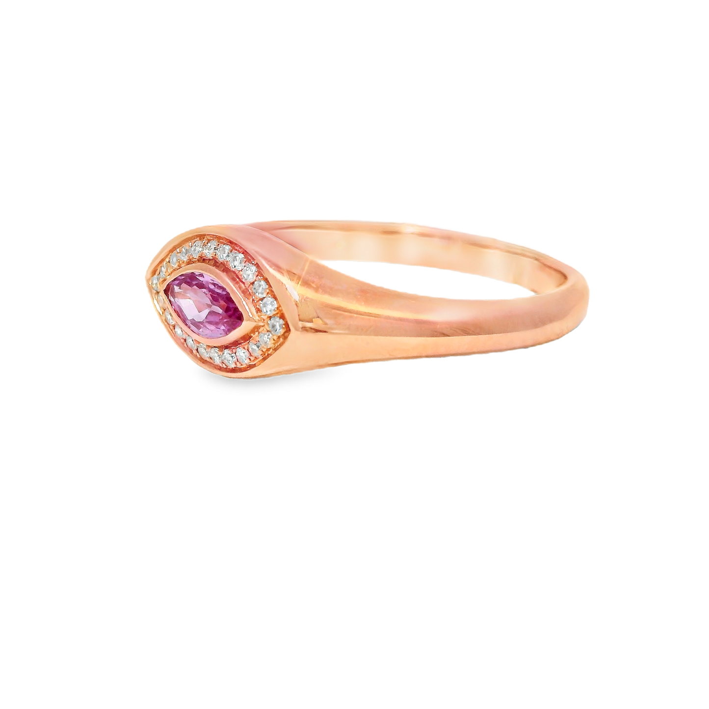 0.08CT Diamond & 0.28CT Pink Sapphire Ring 14k Rose Gold