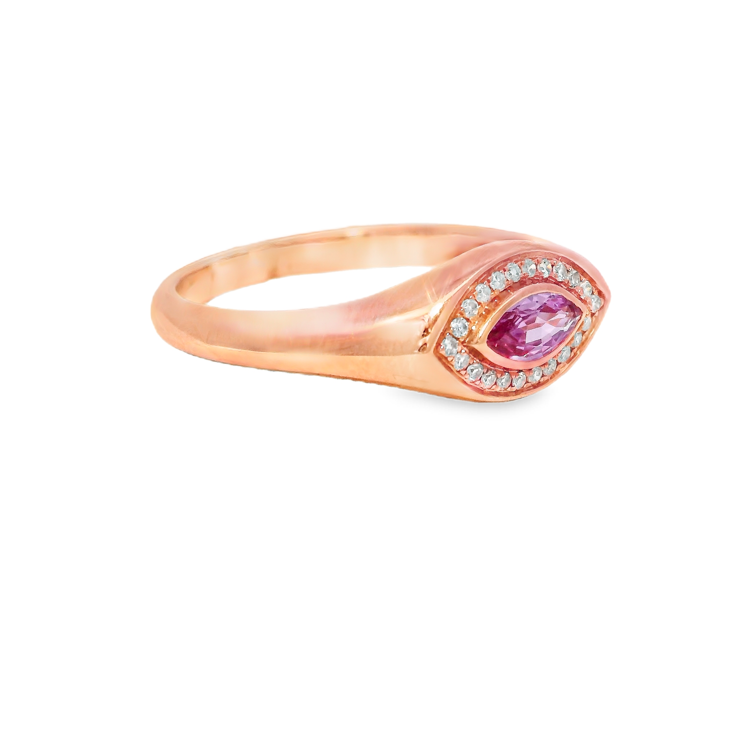 0.08CT Diamond & 0.28CT Pink Sapphire Ring 14k Rose Gold