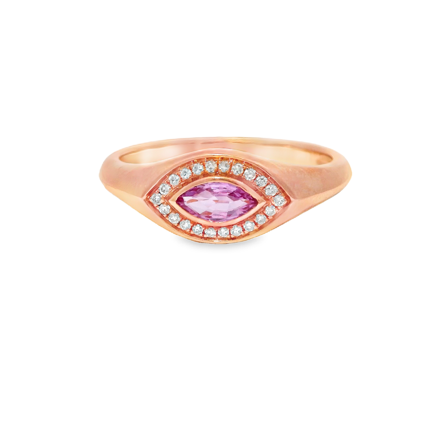 0.08CT Diamond & 0.28CT Pink Sapphire Ring 14k Rose Gold