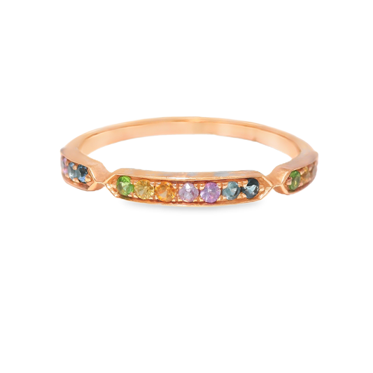 0.25CT Mixed Sapphire Ring 14k Rose Gold