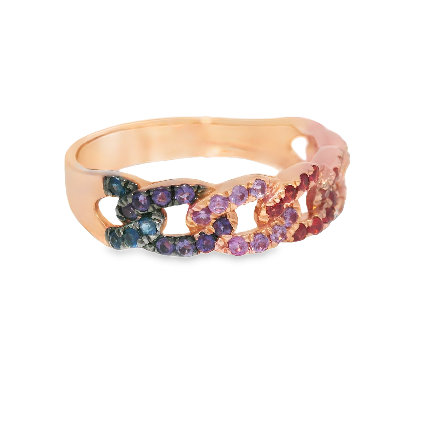 0.53CT Mixed Sapphire Ring 14k Rose Gold